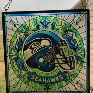 Seahawks Sublimated Glass Sun Catcher with Blue and Green Accents